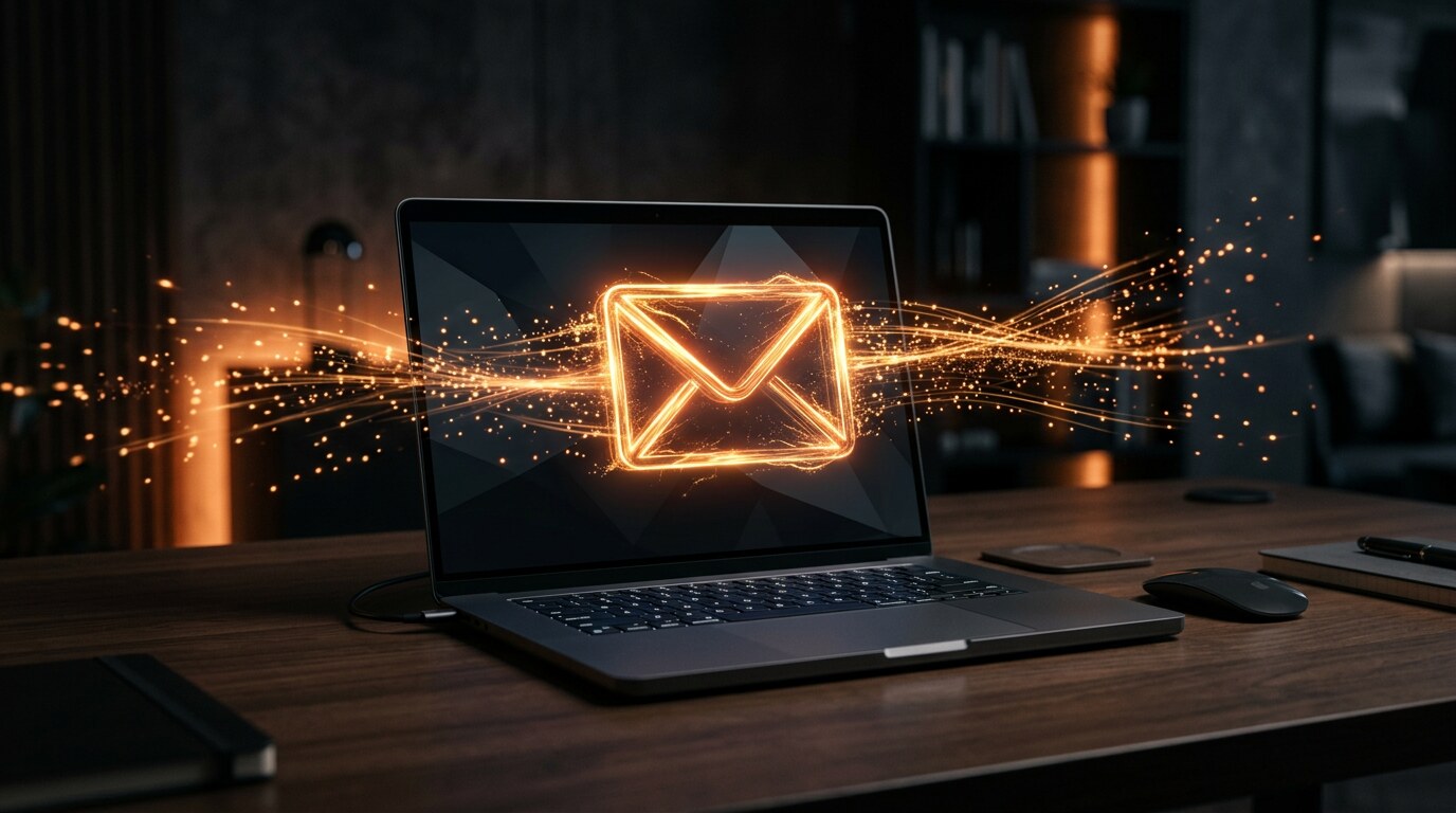 E-posta kutusu ve açılma oranı grafiklerini çağrıştıran dijital pazarlama teması